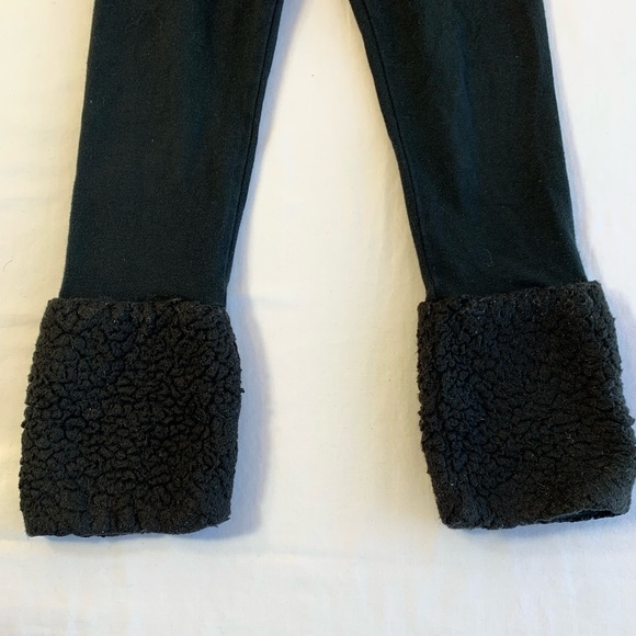 Girls size 4T black leggings with “fur” muff at the end of each leg winter - Picture 3 of 5